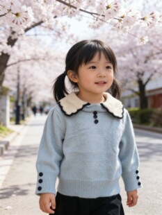 女小童翻领毛衣2026春季新款洋气时髦儿童针织衫宝宝周岁生日裙子