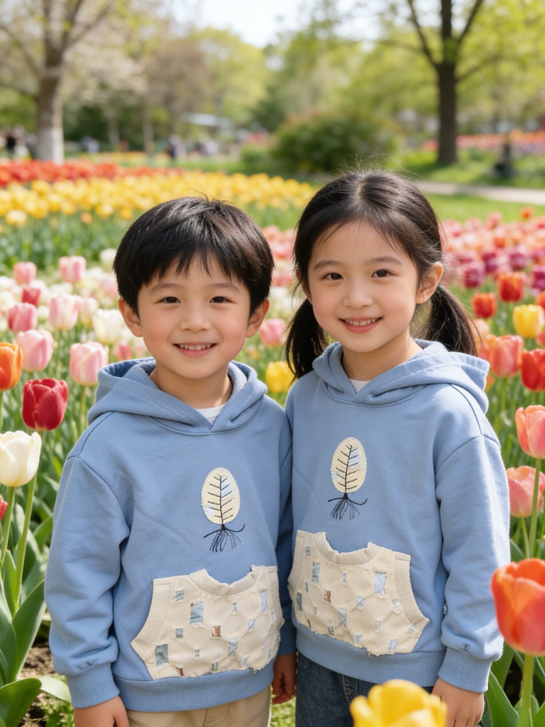 琦瑞德泽男女小童卫衣春秋款儿童洋气连帽上衣小童女孩休闲套头衫