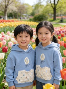 琦瑞德泽男女小童卫衣春秋款儿童洋气连帽上衣小童女孩休闲套头衫