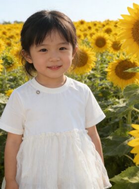 琦瑞德泽女童小童短袖T恤童装蛋糕网纱拼接荷叶边夏款上衣蓬蓬裙