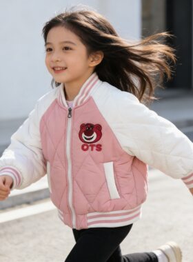 女童薄棉衣外套秋冬季2026新款女孩宝宝棒球服棉服儿童冬装