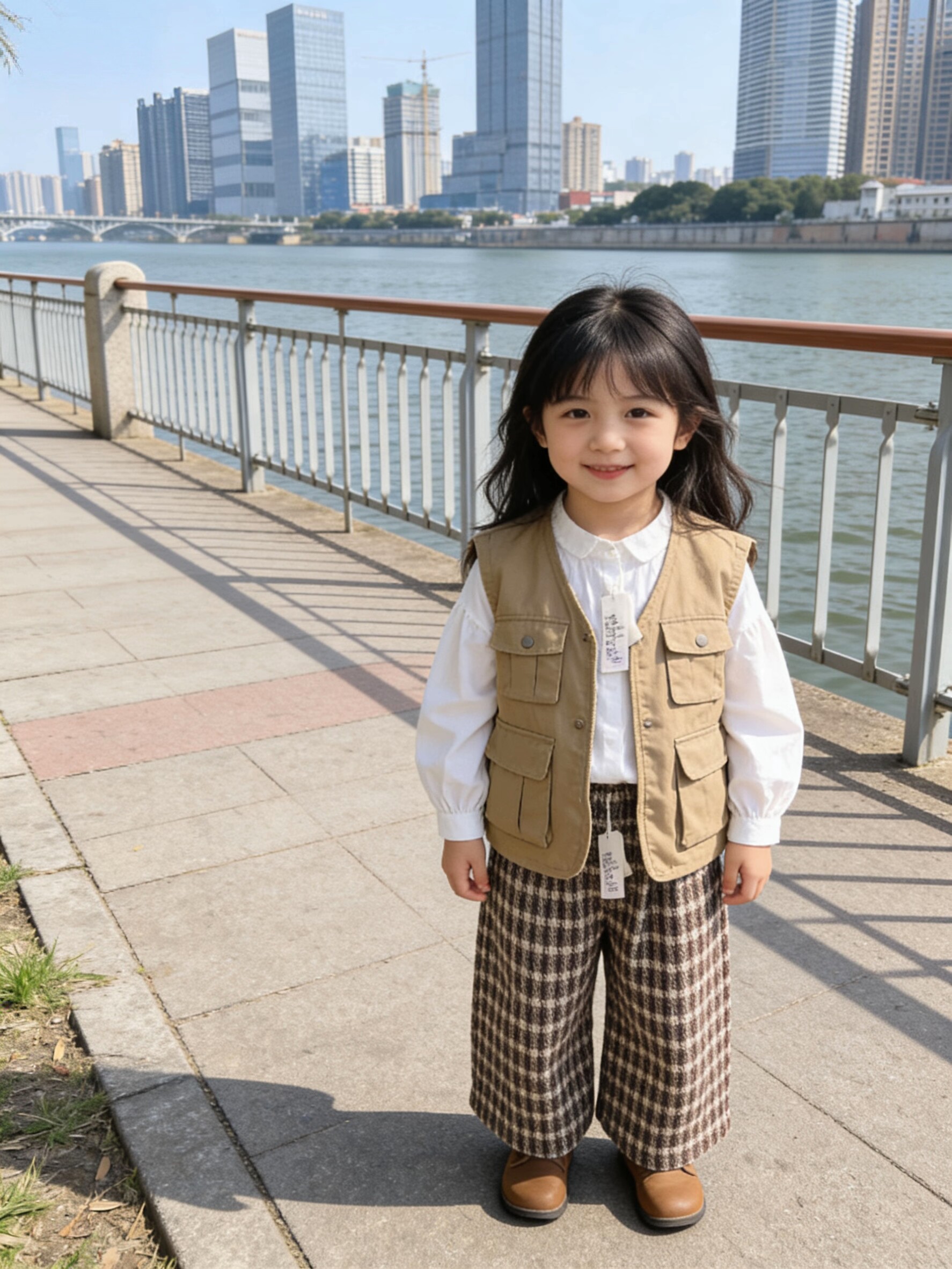 女中童格子七分裤中裤春秋2026新款儿童洋气时髦女宝宝休闲裤