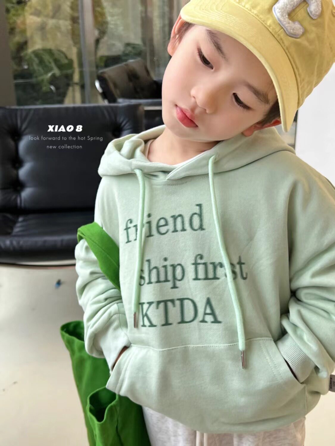 实体同步韩版男女童宝宝潮流风卫衣春秋儿童宽松复古印花字母上衣