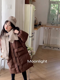 实体同步羽绒服中长款女童韩版休闲加厚白鸭绒宽松连帽冬装外套