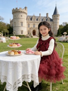 女小童冬裙套装绝美公主纱裙秋冬2025款儿童过年服宝宝红色连衣裙