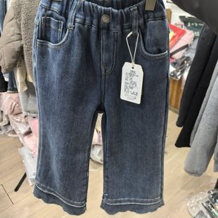 女童裤子冬季2025新款洋气喇叭裤儿童加绒加厚牛仔裤中童长裤