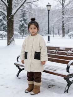 女中童秋冬季装2026新款女宝宝洋气毛毛衣外套加棉保暖休闲中长款