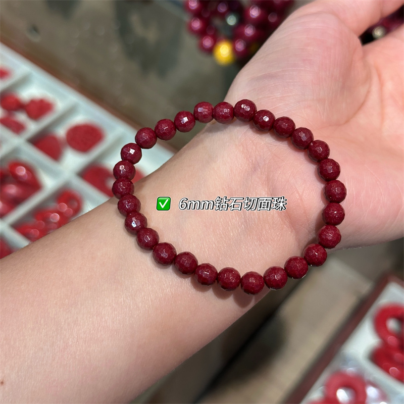 天然朱砂钻石切面珠手链百搭饰品