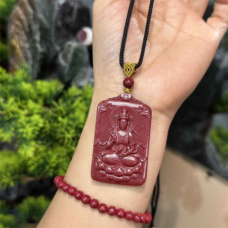 朱砂观音菩萨项链观音佛像毛衣链