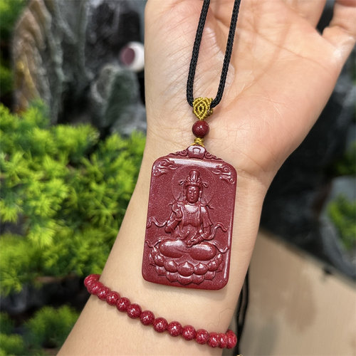 朱砂观音菩萨项链观音佛像毛衣链