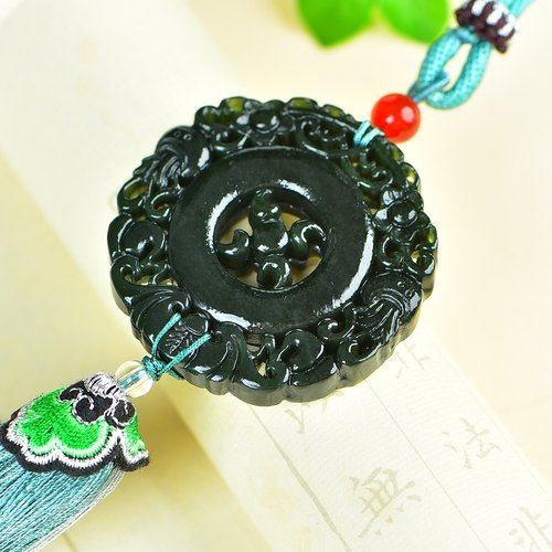 天然和田玉时来运转轮回汽车挂件