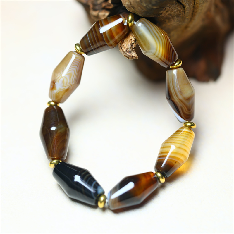 天然缠丝玛瑙米珠手链男女款玉髓