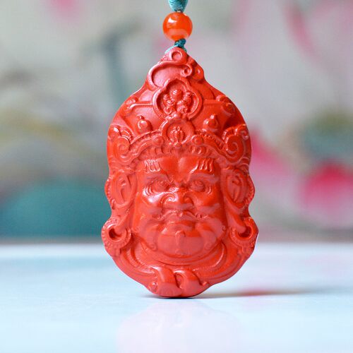 天然正品朱砂黄财神吊坠财神挂件