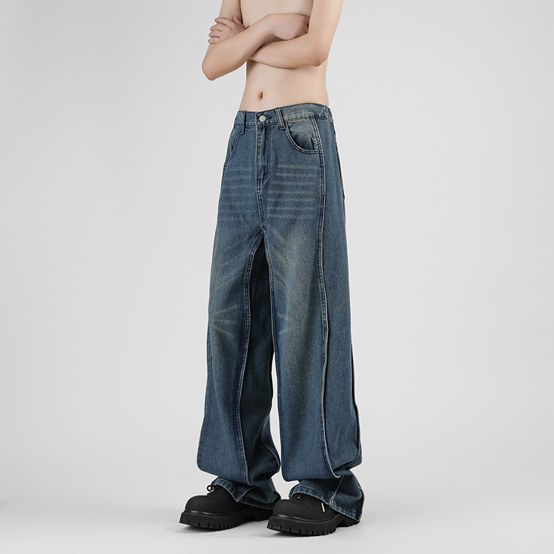 拼接牛仔裤宽松大板牛仔休裤子K8226-P75，男装牛仔裤，星座414-3