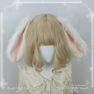 超大长毛垂耳兔发夹发箍发饰 甜美可爱毛绒cos兔耳朵头箍lolita