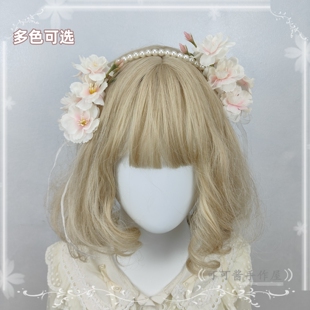 原创手作仿真樱花珍珠发箍仙气花朵古风汉服发饰赏花出游仙女优雅