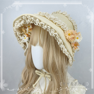 洛丽塔波奈特doll感蕾丝花边蝴蝶结BNT帽子手作cla田园复古lolita