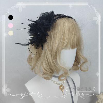 珍珠纯黑原创手作温柔KCcla发箍