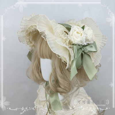 原创手作蕾丝蝴蝶结草帽