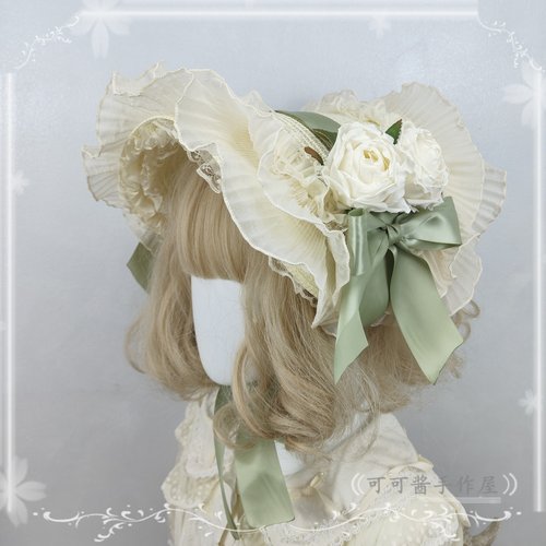 原创手作蕾丝蝴蝶结草帽