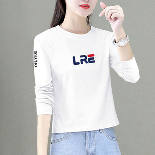 上衣宽松显瘦打底衫 矮个子短款 t恤女秋冬2025新款 纯棉白色长袖