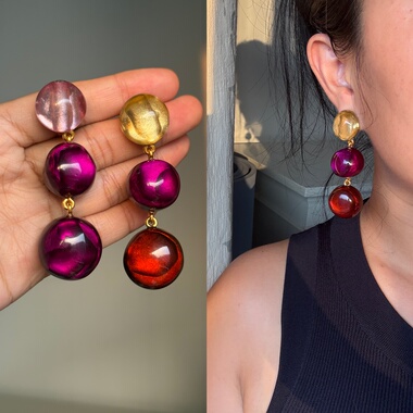 现货法国多米尼克dominique denaive25秋冬新款蓝绿色耳夹