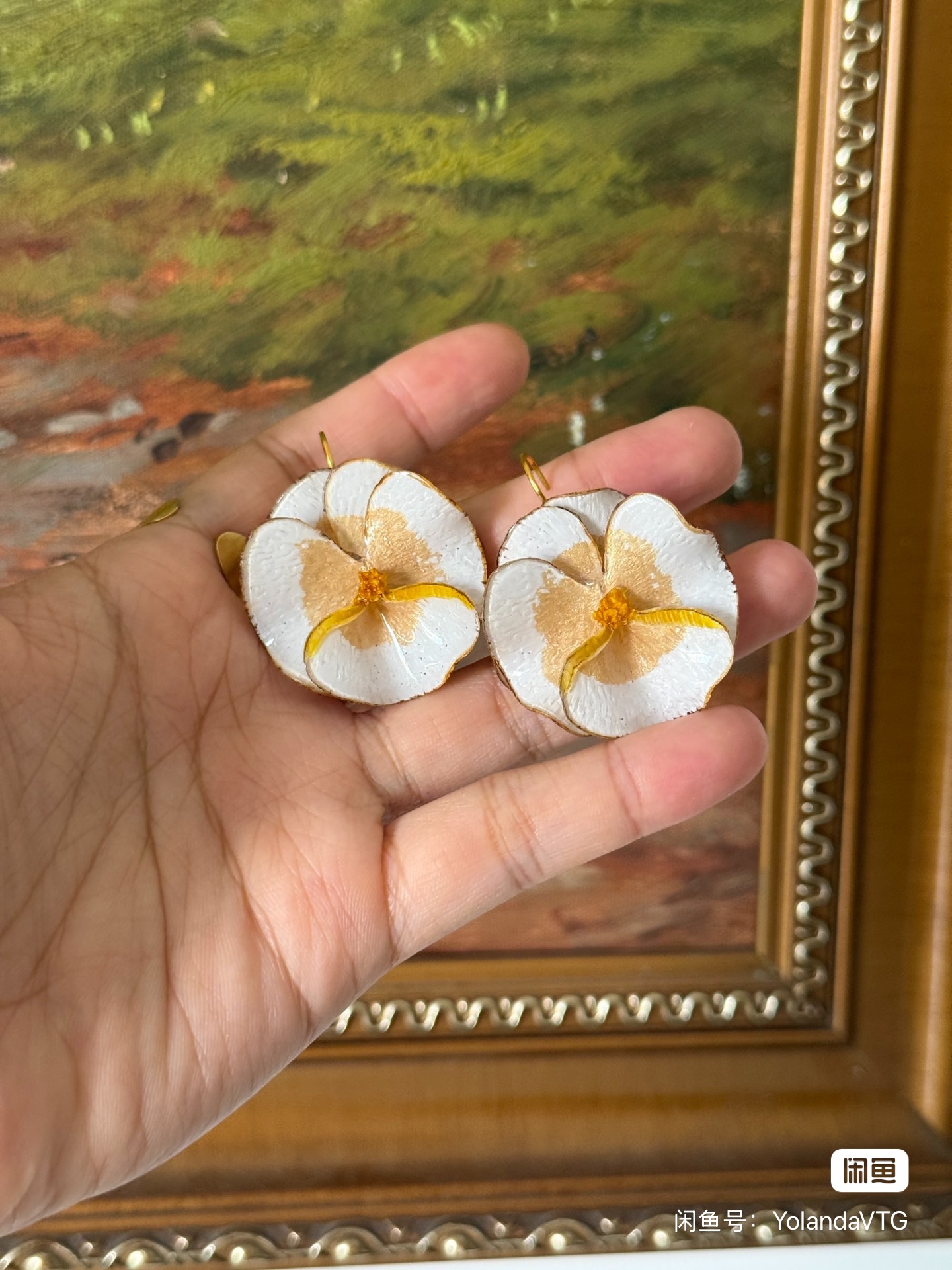 法国小众品牌Cilea Paris花朵三色堇耳钩耳环女时尚耳饰