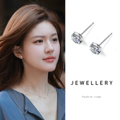 赵露思同款 养耳洞耳钉女2025年新款 S999纯银锆石耳环日常通勤耳饰