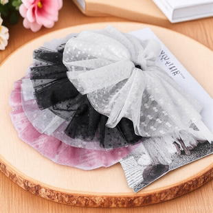 Mona张琦贤同款波点头纱大肠发圈头花女高级感头绳2025年新款发饰