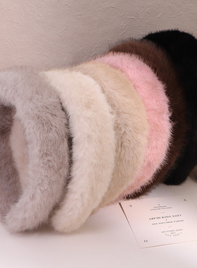 秋冬季白色毛绒发箍女2025新款毛茸茸高颅顶洗脸头箍毛毛发卡头饰