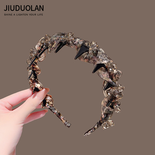 蓬松蝴蝶结发箍女带齿防滑高颅顶头饰发捆压发高级感轻奢气质发饰