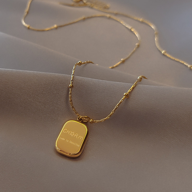 字母吊牌钛钢项链女轻奢小众2024新款爆款锁骨链高级感秋冬毛衣链