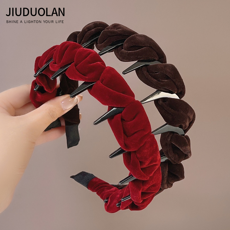 韩系丝绒波浪发箍女2025新款洗脸压发头箍不勒头日常外戴发卡发饰