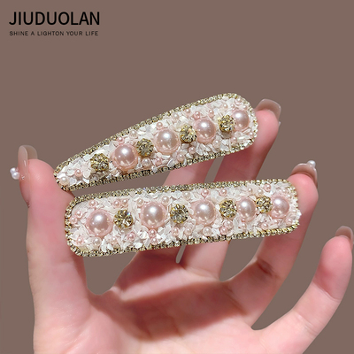 2025新款甜美发夹女高级感贝壳边夹珍珠掰掰夹刘海夹后脑勺碎发夹