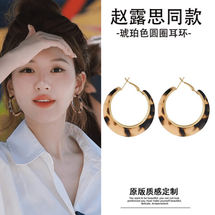 轻奢高级感大圈耳饰 爆款 许我耀眼赵露思同款 豹纹耳圈耳环2025新款