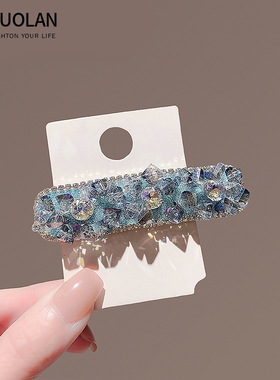 韩系冬日2025新款蓝色轻奢满钻高级感掰掰夹新款气质名媛风侧边夹