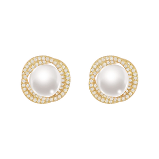 螺旋珍珠耳钉女小众轻奢气质耳环2025新款爆款耳夹无耳洞纯银耳饰