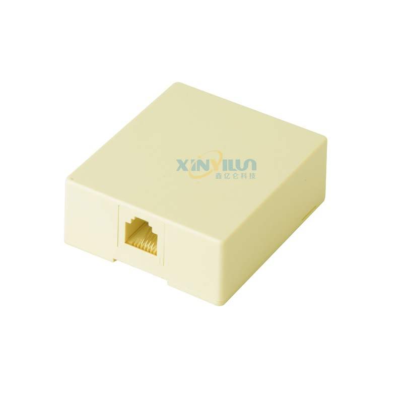 电话接线盒 6P4C RJ11 美式分线器 单孔分线盒 米黄 四芯电话盒子