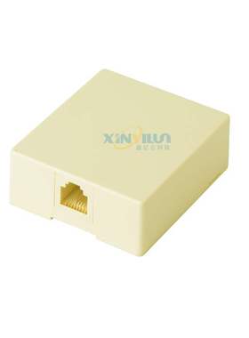 电话接线盒 6P4C RJ11 美式分线器 单孔分线盒 米黄 四芯电话盒子