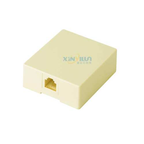电话接线盒 6P4C RJ11 美式分线器 单孔分线盒 米黄 四芯电话盒子