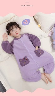 冬季德绒拉链睡衣新款女孩可爱卡通刺绣凯蒂猫女童保暖连体家居服