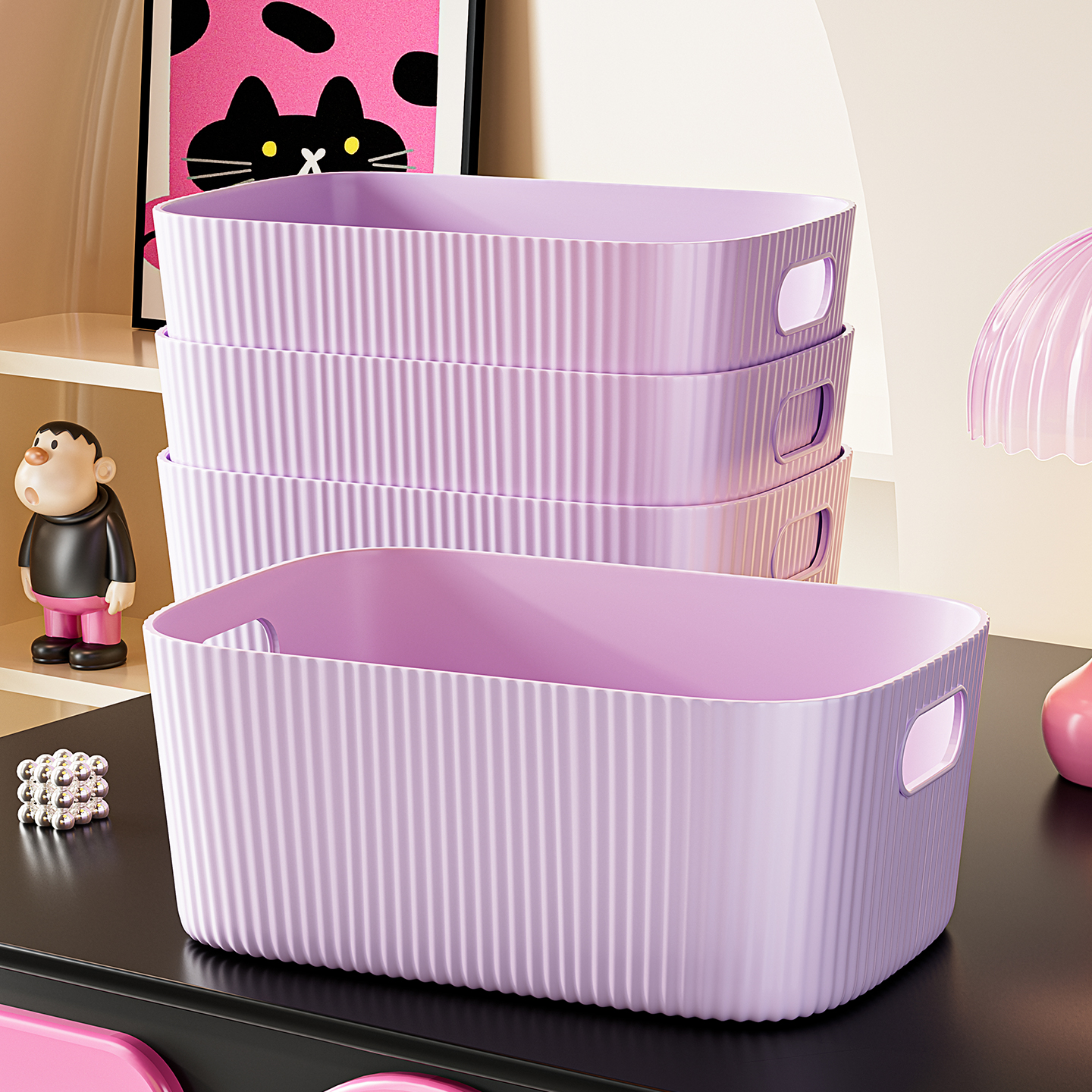 桌面收纳盒化妆品杂物零食玩具篮