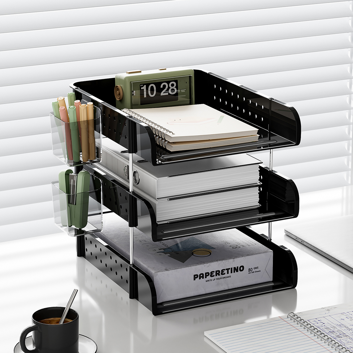 多层办公室书桌文件收纳盒置物架