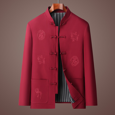 老年人春秋季唐装男士夹克