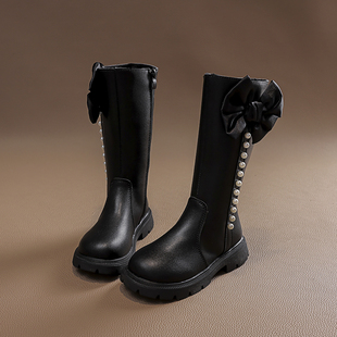 女童鞋子儿童畅通长靴子2024秋冬季新款春秋款小女孩加绒高筒公主