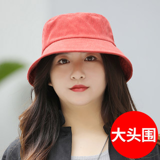 大头围渔夫帽女韩版加大春秋圆脸适合女士灯芯绒头大帽子春天盆帽