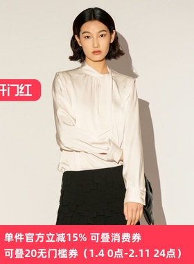 XG/雪歌26春轻熟优雅风飘带领雪纺衫女知性法式上衣XL121008A151