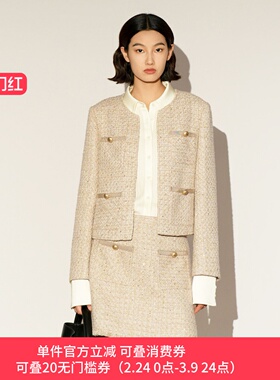 XG/雪歌26春款短外套女春季千金风优雅知性圆领外套XL107013B130