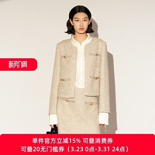 千金风优雅知性圆领外套XL107013B130 短外套女春季 雪歌26春款