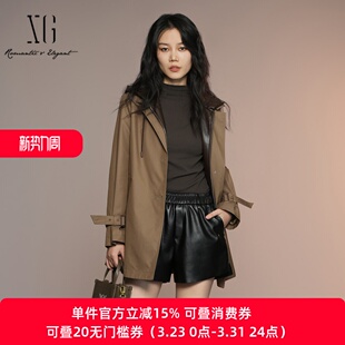 休闲连帽风衣女百搭中长款 新款 外套XK308003A573 雪歌25年秋季